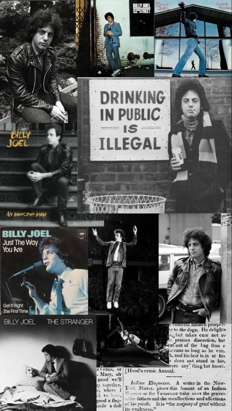 Billie Joel Aesthetic, Billy Joel Wallpaper, Billy Joel Aesthetic, Conan Gray Aesthetic, Music Collage, Music Poster Design, Music Pics, Piano Man, Uptown Girl