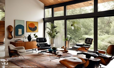 Modernism Interior Design, Japandi Mid Century Modern, Modernism Interior, Mid Century Room, Retro Apartment, Modernist Interior, Retro Lounge, Mid Century Modern Interior Design, Key Ideas