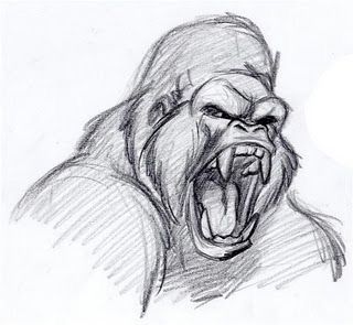 Open Mouth Drawing, Angry Gorilla, Monkey Drawing, Gorillas Art, Gorilla Tattoo, Animal Caricature, Mouth Drawing, Gesture Drawing, Concept Art Drawing