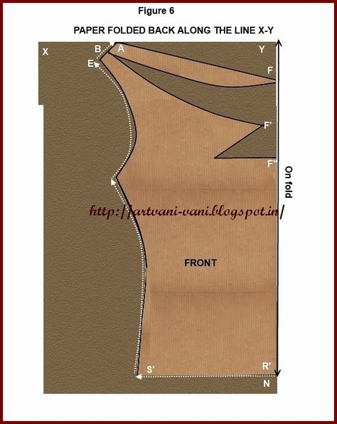 Vani's blog 1 : Method of making pattern for "Low cowl neck line" Cowl Neck Dress Short, Cowl Neck Pattern, Cowl Neck Dress Pattern, Shirt Blouse Pattern, Silk Blouse Pattern, Draping Pattern, Simple Dress Pattern, Cowl Neck Shirt, Pattern Grading