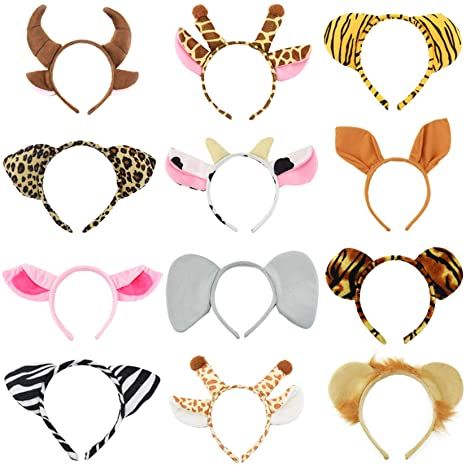 Cheetah Ears, Safari Party Favors, Giraffe Costume, Pig Ears, Jungle Safari Party, Cat Ear Headband, Safari Decorations, Safari Theme Party, Party Hair Accessories