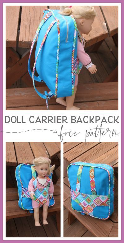 Backpack and Doll Carrier, FREE pattern, great gift idea - easy sewing project - Sugar Bee Crafts Baby Doll Carrier Pattern Free, Diy Doll Carrier, Doll Carrier Free Pattern, Doll Carrier Sewing Pattern, Baby Doll Carrier Pattern, Doll Carrier Pattern, Baby Doll Carrier, Carrier Pattern, Backpack Pattern Sewing