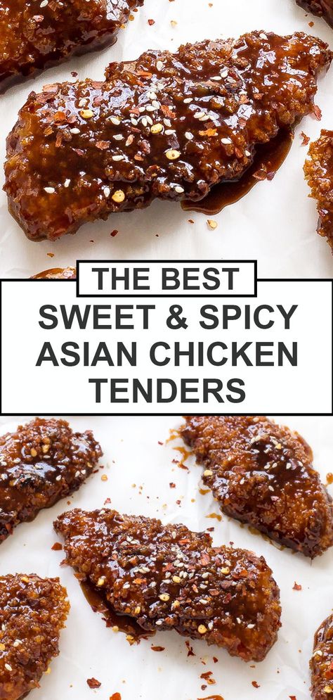 Chinese Chicken Tenders, Chinese Breaded Chicken Recipes, Asian Breaded Chicken, Asian Chicken Tenderloin Recipes, Breaded Chicken And Rice, Asian Style Chicken Breast, Asian Chicken Tenders, Thai Chicken Tenders, Sticky Chicken Tenders