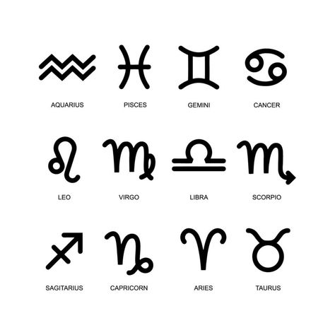 Signs Of The Zodiac. Set of the twelve star signs. line vector icons Virgo Star, Libra Star Sign, Zodiac Signs Symbols, Spiritual Things, Aries Tattoo, Vector Art Design, Line Vector, Signs Of The Zodiac, Leo And Virgo