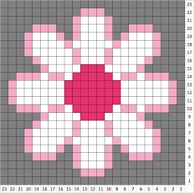 DIY Crochet Lily: [C2C Crochet] Pink Daisy C2C Crochet Cup Coaster. Grid Crochet Patterns Flower, Pixel Crochet Square, Flower Grid Pattern Crochet, Flower Graphgan, Crochet Flower Grid, C2c Flower Graph, Crochet Graph Patterns Flower, Flower Crochet Grid, Easy Crochet Tapestry Pattern