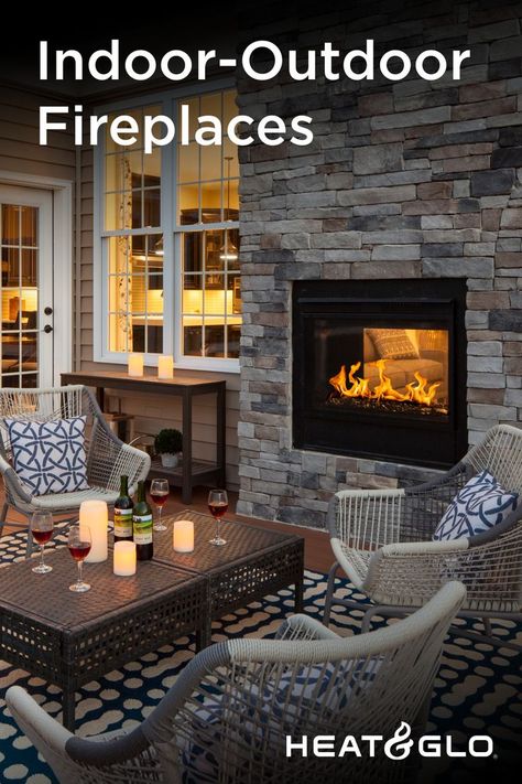 Double sided fireplace on patio Indoor Outdoor Electric Fireplace, Pass Through Fireplace Outdoor, 2 Sided Fireplace Indoor Outdoor, Double Sided Fireplace On Deck, Four Sided Fireplace Ideas, Double Sided Gas Fireplace Indoor Outdoor, Indoor/outdoor Fireplace, Double Sided Fireplace Inside And Outside, Indoor Outdoor Family Room