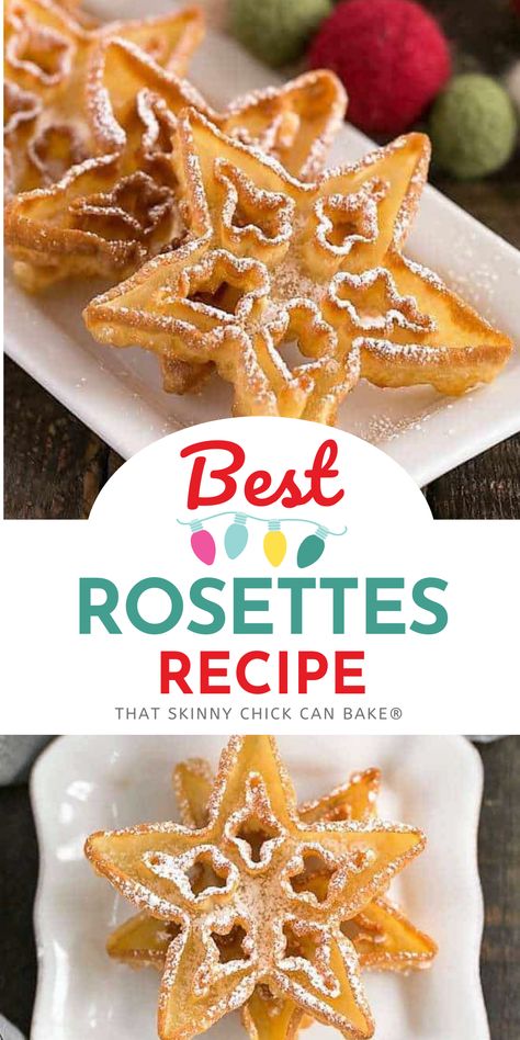 Rosettes Recipe, Rosettes Cookie Recipe, Rosette Recipe, How To Make Rosettes, Rosette Cookies, Cream Cheese Sugar Cookies, Truffle Cookies, Fried Dessert, Best Sugar Cookie Recipe