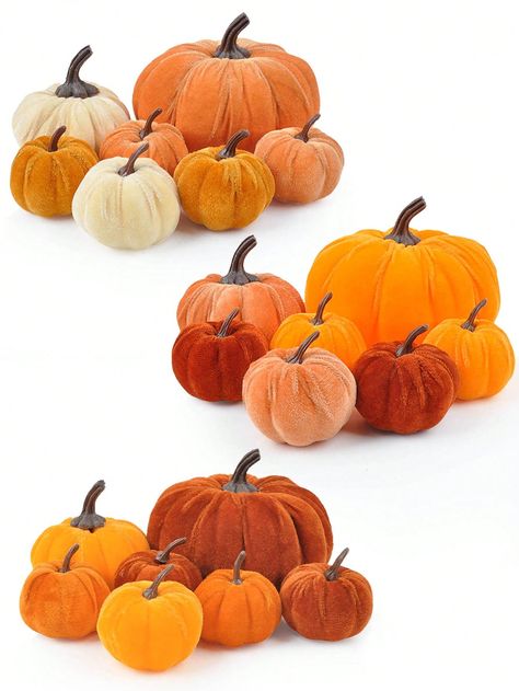 7PCS Artificial Velvet Pumpkin Various Sizes Artificial Flocking Foam Pumpkin Decoration Halloween Autumn Family Farmhouse Harvest Thanksgiving Home Decoration 7PCS Flocked Pumpkin    PE     Home Decor, size features are:Bust: ,Length: ,Sleeve Length: Elegant Fall Decor, Autumn Things, Thanksgiving Home Decorations, Family Farmhouse, Fall Room Decor, Fake Pumpkins, Artificial Pumpkins, Foam Pumpkins, Harvest Thanksgiving