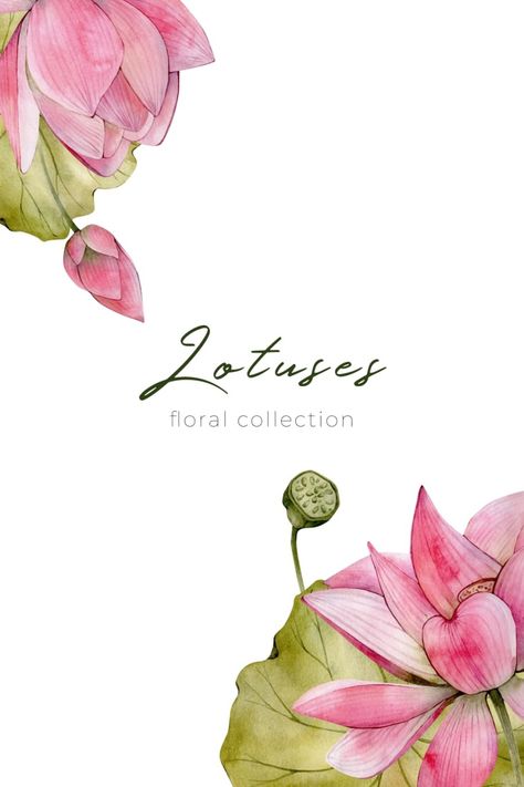 Watercolor Candles, Botany Illustration, Watercolor Lotus, Background Water, Lotus Flower Art, Lotus Painting, Digital Invitations Wedding, Floral Cards Design, Flower Graphic Design