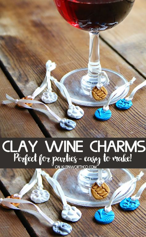 Diy Wine Glass Charms, Wine Glass Markers Diy, Wine Charms Diy, Stamped Clay, Make Ornaments, Wine Facts, Diy Marker, Make Your Own Wine, Glass Markers