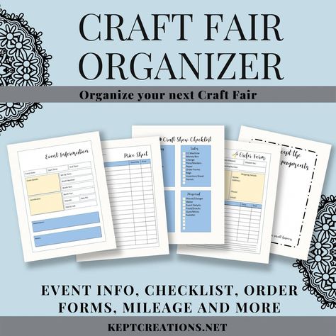 Craft Fair Organizer Planner Tracker Checklist | Journal Yearly | Events | Order Forms | Inventory Sales Printable Craft Show Inventory Tracker, Craft Fair Planner, Craft Show Checklist, Craft Sale Display Ideas, Craft Vendor Booth Ideas, Craft Fair Set Up, Craft Fair Booth Display Ideas, Checklist Journal, Craft Supplies Inventory