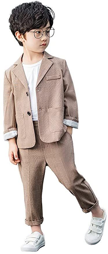 Amazon.com: Boys Plaid Blazer Pants Set Casual Suit Classic Kids 2 Piece Sport Coats Outfits: Clothing, Shoes & Jewelry Leisurewear Outfit, Pageboy Outfits, Coats Outfits, Plaid Blazer Outfit, Blazer Pants Set, Kids Blazers, Outfit Adidas, Gentleman Outfit, Traditional Suit