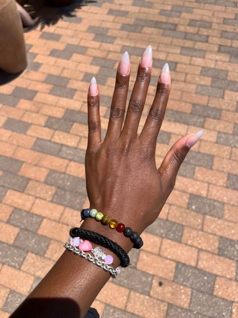 Cute Nails Clear, Nails Clear Acrylic, Acrylic Nails Y2k, Nails Clear, Long Almond Nails, Nails Y2k, Clear Acrylic Nails, Girl Nails, Pretty Nail Designs