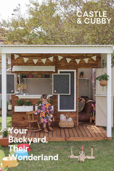 Castle and Cubby make creative play spaces where little imaginations soar. Turn your backyard into their own wonderland year round with a premium, Australian made cubby house. Kids Cubby House, Kids Cubby, Kids Cubby Houses, Mud Kitchens, Kids Cubbies, House Castle, Cubby House, Cubby Houses, Christmas Picks