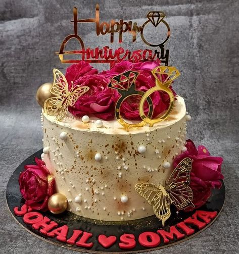 Elegant Anniversary Cake Designs, Anniversary Cake Flowers, Fancy Anniversary Cakes, Latest Cake Designs For Anniversary, Love Anniversary Cake, Anniversary Theme Cake, 25th Anniversary Cake Ideas, Anniversary Chocolate Cake Design, Anniversary Cake Ideas