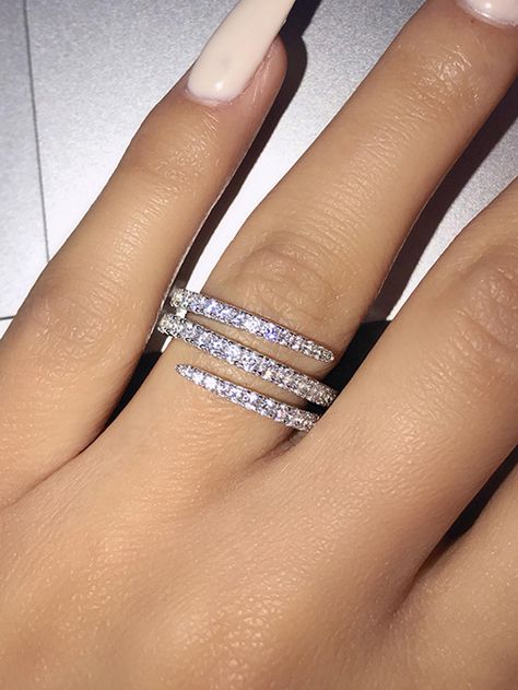 Fashionable Three-tier Cubic Zirconia Wrap Around Women's Ring, Party Birthday GiftI discovered amazing products on SHEIN.com, come check them out! Silver Jewellery Aesthetic, Aesthetic Ring, Rhinestone Rings, Jewellery Aesthetic, Rings Diamond, Circle Ring, Cubic Zirconia Rings, Zircon Ring, Crystal Ring