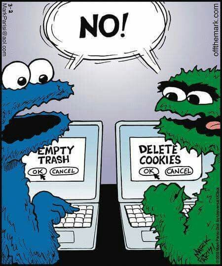 Oscar grouch cookie monster,  delete cookies empty trash Computer Jokes, Technology Humor, Ms Project, Computer Humor, Tech Humor, Humor Grafico, Dessin Adorable, Cartoon Jokes, E Card