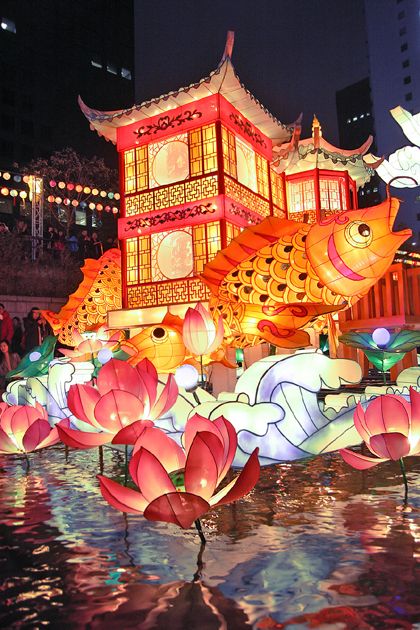 South Korea: Seoul lantern festival - I want to go to Seoul so badly, and the look of this reminds me of Longqingxia in China, which was awesome. So: #HipmunkBL Korean Lantern Festival, Korean Lantern, Korean Festival, Lantern Fest, Lantern Making, Chuncheon, Korea Trip, Gyeongju, South Korea Seoul