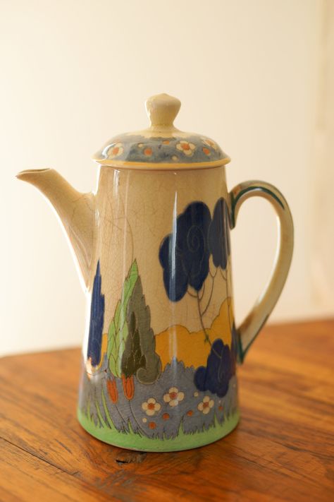 stunning rare antique teapot  cracking / crazing consistent with age and use beautiful display teapot  please take a good look each photo 19cm height Ceramic Tea Pots, Modern Teapot, Teapot Ceramic, Vintage Teapots, Pottery Tea Pot, Painted Teapot, Cute Teapot, Vintage Teapot, Handmade Teapot