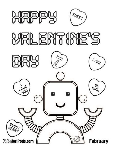 21 Free Valentines Day Coloring Pages for Kids | Parenting Healthy Babies Printable Valentines Coloring Pages, Robot Coloring, Dinosaur Valentines, Valentines Day Coloring Page, Valentine Coloring Pages, Love Coloring Pages, Valentines Day Coloring, Coloring Art, Happy Valentines Day Card