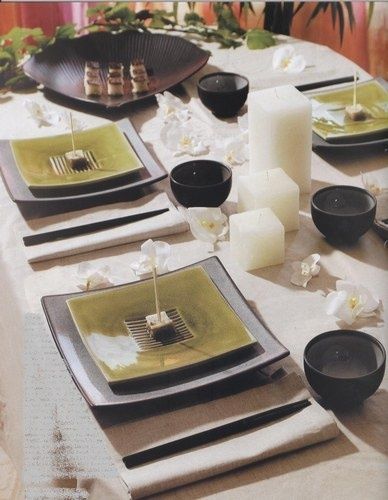 Dinner Party Tablescapes, Zen Table, Japanese Dinner, Zen Tea, Sushi Night, Dining Room Blue, Party Tablescapes, Entertainment Table, Dinner Table Setting