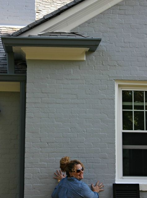 Charcoal Painted Brick Exterior, Bagging Brick Exterior, Bagged Brick Exterior, Grey Painted Brick Exterior, Grey Painted Brick House, Sherwin Williams Online, Bagged Brick, Grey Painted Brick, Grey Brick Houses