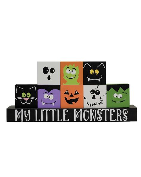 Wooden Frankenstein Diy, Wooden Frankenstein, Halloween Painted Wood Blocks, Wood Block Halloween Decor, Diy Monster House Halloween Decorations, Creative Pumpkin Carving, My Little Monster, Halloween Wood Crafts, Wood Scraps