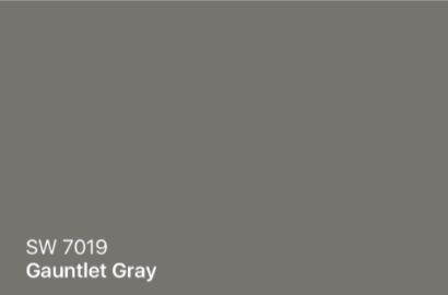 Sw Gauntlet Gray, Gray Exterior Paint Colors, Kitchen Cabinets Island, Gray Exterior Paint, Grey Exterior House Colors, Exterior Gray Paint, Gauntlet Gray, Cream Furniture, Grey Siding