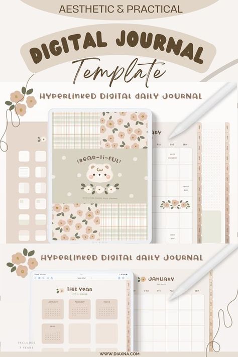 Ultimate Collection of Resources for Your Journaling Journey || Bujo & Digital Journaling Templates! — DIAxNA Free Digital Templates For Goodnotes, Diary Planner Design, Goodnotes Diary Template Free, Digital Bujo Template, Digital Journal Aesthetic Template, Goodnotes Journal Ideas, Diary Template Journals, Digital Diary Template, Goodnotes Journal Templates Free