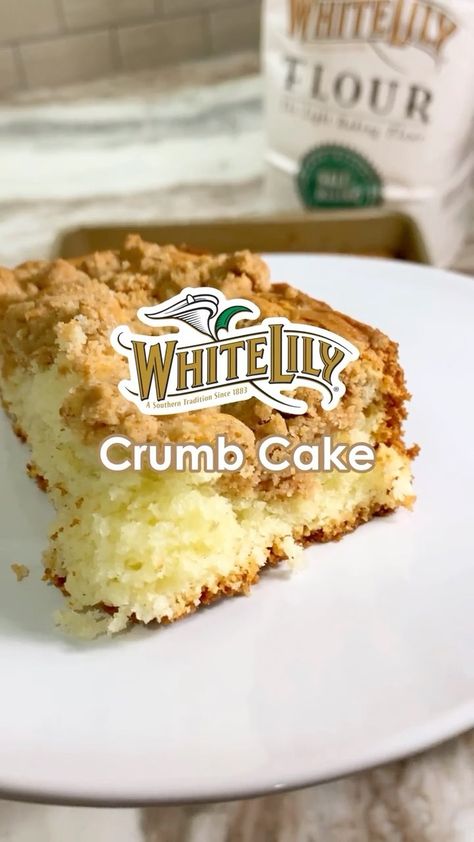 whitelily on Instagram: ⁠If you are not a part of the crumb cake fan club, this recipe will make you the president. Easy, quick, and a sure crowd-pleaser. ⁠Make… Dough For Cinnamon Rolls, White Lily Flour, 9x13 Cake, Cinnamon Crumb Cake, Room Temperature Butter, Lily Cake, Butter Roll, Cinnamon Coffee Cake, Serrated Knife