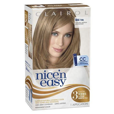 Clairol Nice 'N Easy Hair Color 106 Natural Medium Ash Blonde 1 Kit (Pack of 3) (packaging may vary) Neutral Ash Hair Color, Level 9 Neutral Blonde, Ash Blonde Box Dye, Level 7 Blonde Ash, Yellow To Ash Blonde Hair, Medium Ash Blonde Hair, Clairol Natural Instincts Light Brown, Dark Ash Blonde Hair, Ash Blonde Hair Dye