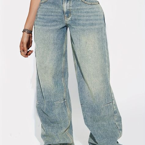 Faster shipping. Better service High Waisted Wide Leg Jeans, Retro Jeans, Jean Large, Jean Vintage, Casual Wide Leg Pants, Jeans Casual, Boyfriend Style, Styl Retro, Relaxed Fit Jeans