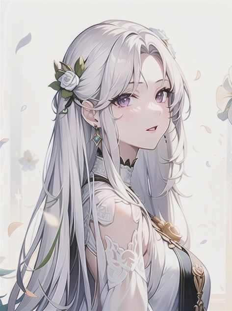 White Hair Dark Skin, Silver Hair Girl, Long White Hair, Kawaii Manga, Sketch Poses, Human Drawing, Girl Couple, Fashion Drawing Dresses, Hair Women