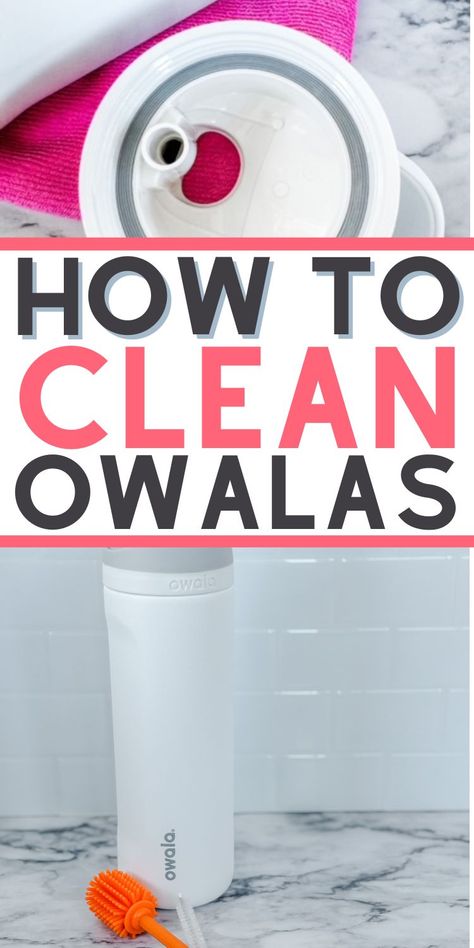 Learn how to easily clean your Owala water bottle and all of the detachable parts without using harsh chemicals so it's always brand new and you never have to worry about bacterial growth and mildew. Owala Water Bottle, Easy House Cleaning, Clean Water Bottles, Homemade Cleaners, Clean Washing Machine, Diy Cleaning Hacks, Speed Cleaning, Kitchen Cleaning Hacks, Diy Cleaners