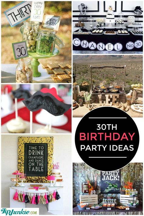 28 Amazing 30th Birthday Party Ideas {also 20th, 40th, 50th, 60th} 30 Bday Ideas Turning 30 For Men, 30th Birthday Celebration Ideas For Men, Fun 40th Birthday Party Ideas For Men, Dirty Thirty Party Ideas For Him, 30th Birthday Party For Him, 30th Birthday Party Ideas, Birthday Hubby, Dirty Thirty Party, Birthday Themes For Adults