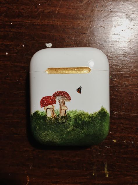 Painted Airpods Case Ideas, Painting Airpod Case, Airpod Drawing, Air Pod Case Painting, Airpods Case Painting, Airpods Painting Aesthetic, Custom Airpods Paint, Ear Pods Case Painting, Painted Airpods Case