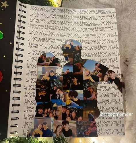 Bf Gf Scrapbook, Birthday Book For Boyfriend, Dye Gifts For Boyfriend, Glitter Glue Stocking Ideas, Husband Scrapbook Ideas, Romantic Crafts For Him, Ideas For My Boyfriend Birthday, Couples Collage Ideas, Journal Couple Ideas