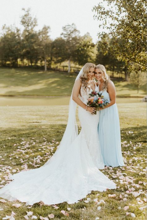 Azazie Sky Blue Bridesmaid Dresses, Maid Of Honor Dress Blue, Azazie Sky Blue, Bride And Maid Of Honor, Sky Blue Weddings, Maid Of Honor Dress, Sky Blue Bridesmaid Dresses, Bridesmaid Pictures, Summer Florals