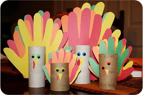 Hand Print Turkey -  perfect for kid craft or place setting on Thanksgiving...something to do with all my extra toilet paper rolls from the beginning of the year :) Hand Print Turkey, Turkey Crafts Kids, Paper Towel Crafts, Turkey Handprint, Turkey Crafts, Thanksgiving Preschool, Turkey Craft, Toilet Paper Rolls, Thanksgiving Crafts For Kids