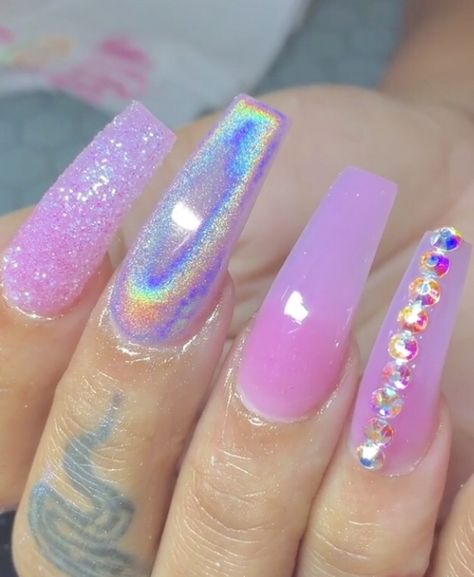 Unicorn Nails Designs, Nails After Acrylics, Unicorn Nails, Purple Nail, Jelly Nails, Stick On Nails, Dream Nails, Coffin Nails Designs, Bling Nails