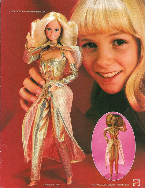 Golden Dream Barbie - she came with a curling iron and you could curl her hair!  Best one ever back in the day! 1970s Barbie, 1980s Barbie, Barbie 80s, Im A Barbie Girl, Barbie Dream, Barbie I, Vintage Barbie Dolls, Golden Girl, Barbie Collector