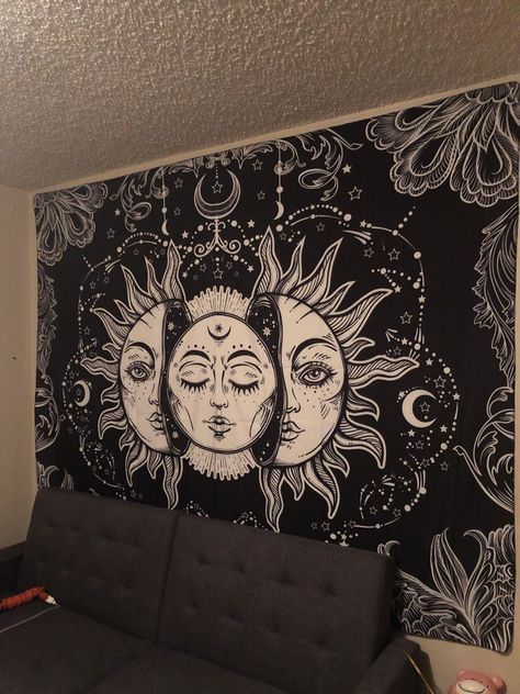 Sun Tapestry, Hippie Bedroom Decor, Cool Tapestries, Sun And Moon Tapestry, Hippie Bedroom, Grunge Hippie, Hippy Room, Room Tapestry, Moon Tapestry