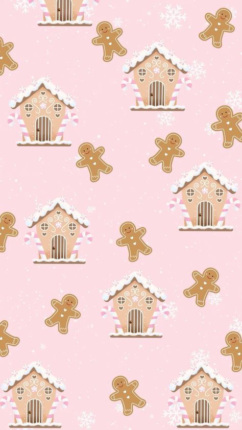 Christmas Widgets Gingerbread, Light Pink Christmas Aesthetic, Gingerbread Man Aesthetic, Christmas Wallpaper Gingerbread, Christmas Aesthetic Iphone, Christmas Wallpaper Pink, Gingerbread House Pink, Gingerbread Wallpaper, Pink Christmas Coquette