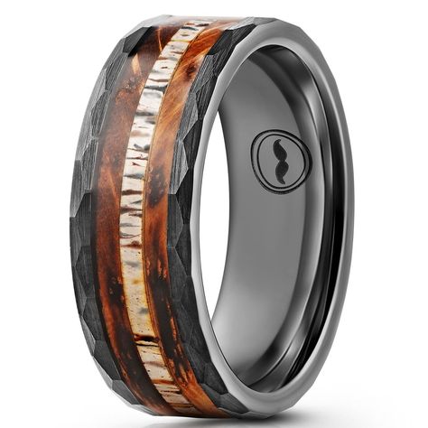 PRICES MAY VARY. INCLUDED IN EVERY PURCHASE: Gentlemen's Bands premium grade wedding bands for men ship in a beautiful, modern walnut display box and include a leather drawstring pouch and silicon activity band DURABLE: Tungsten carbide is 10 times stronger than gold – no tarnishing, scratches, or deformities, ever. Our rings are made to last forever, symbolic of your relationship BEAUTIFUL DESIGN & FUNCTION: The exquisite black tungsten brushed texture highlights the whiskey barrel wood with gu Mens Whiskey Barrel Wedding Bands, Men’s Wedding Rings Wood, Antler Rings For Men, Men’s Wedding Rings, Mens Wedding Band Unique, Leather Drawstring Pouch, Wedding Ring Men, Whiskey Barrel Wedding, Wood Deer