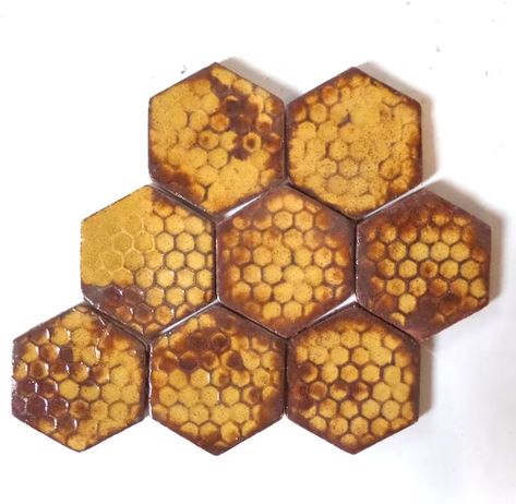 Honeycomb Backsplash, Honeycomb Tile, Bee Printables, Handmade Ceramic Tiles, Bee Inspired, Honeycomb Design, Hexagon Tiles, Decorative Tiles, Bee Art