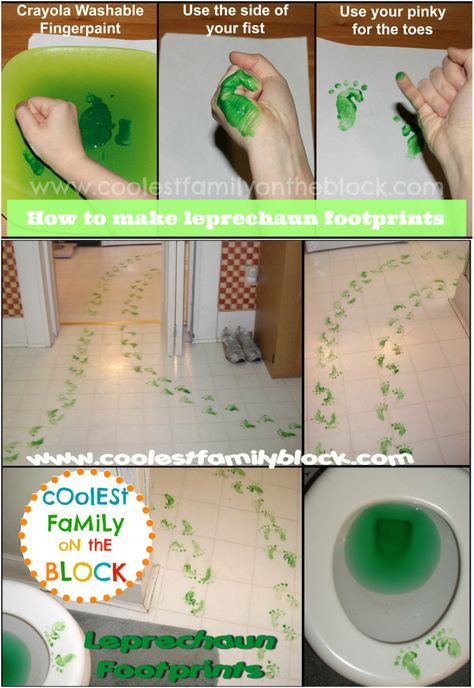 How to make leprechaun footprints video turital Elf Footprints, Leprechaun Tricks, Sant Patrick, Green Footprints, Kids Holidays, St Patricks Crafts, Irish Luck, Leprechaun Trap, St Patricks Day Crafts For Kids