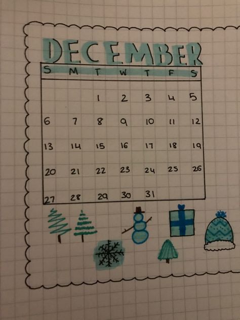 Christmas Countdown Drawing, Christmas Drawings Cute, December Tracker, Christmas Kalender, Cute Christmas Drawing Ideas, Calendario Aesthetic, December Bullet Journal Ideas, December Bullet Journal, Creative Calendar