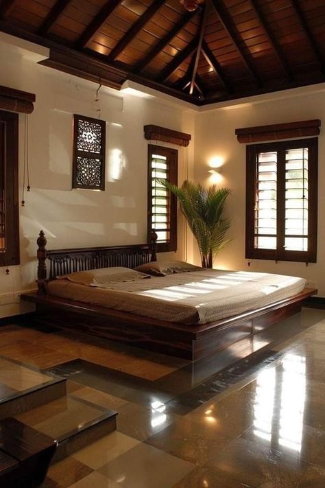 Traditional Bedroom Decor Indian, Kerala Traditional Bedroom Design, Traditional Interior Design Indian Bedroom, Goa House Interiors, Nigerian Interior Design, Interior Design Indian Style, Traditional Kerala Home, Home Interior Design Indian, Kerala Traditional House