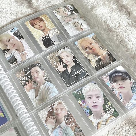 Carat Aesthetic, Nct Photocard, Kpop Photoshoot, Easy Diy Room Decor, Kpop Diy, Photo Card Template, Hoshi Seventeen, Pretty Room, Kpop Merch