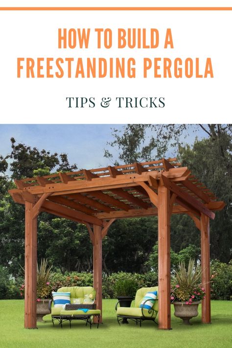 How to Build a Freestanding Pergola, starts with clear goals, and a good set of plans at the very beginning. This simple step will allow for maximum success with your building project. #pergola #diy #woodwork #outdoorlife Small Garden Pergola, Freestanding Pergola, Pergola Plans Design, Corner Pergola, Shelter Ideas, Pergola Diy, Pergola Curtains, Cedar Pergola, Cheap Pergola